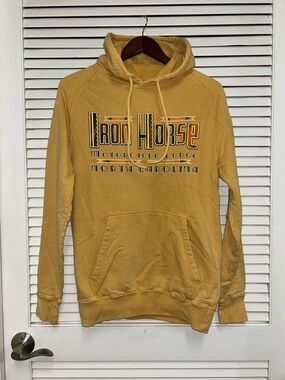 Iron Horse Motorcycle Lodge Hoodie in Gold with Southwestern Design